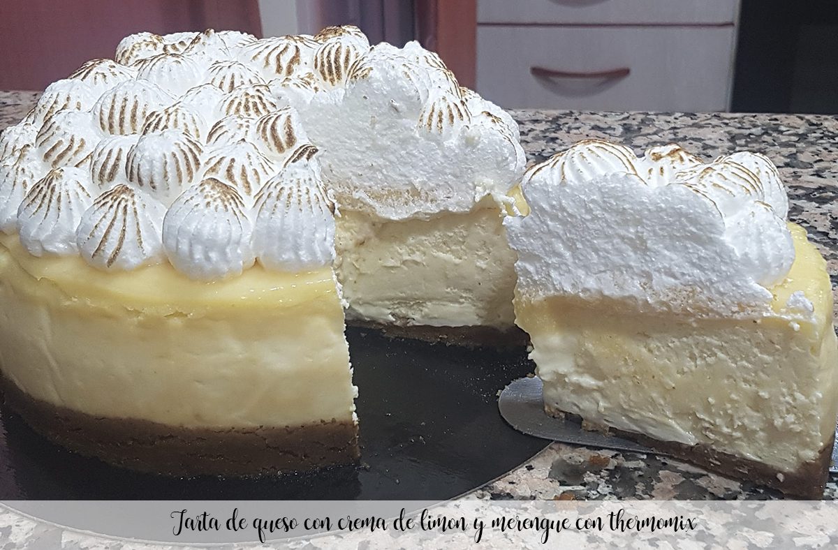 Cheesecake with lemon cream and meringue with thermomix