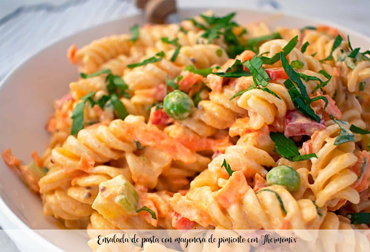 Pasta salad with pepper mayonnaise with Thermomix