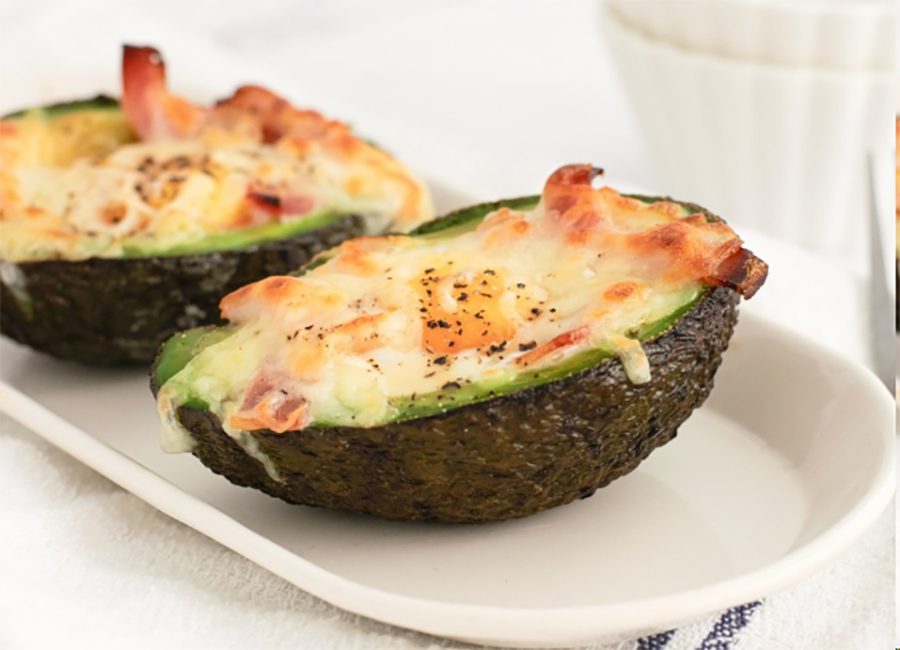 avocado stuffed with ham and cheese