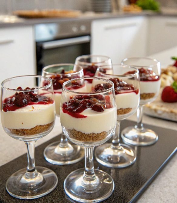 Cherry Cheesecake with Thermomix in glasses