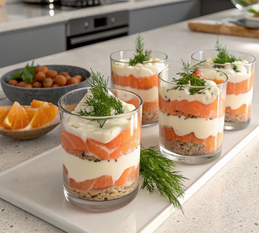 Salmon and white cheese verrine with thermomix