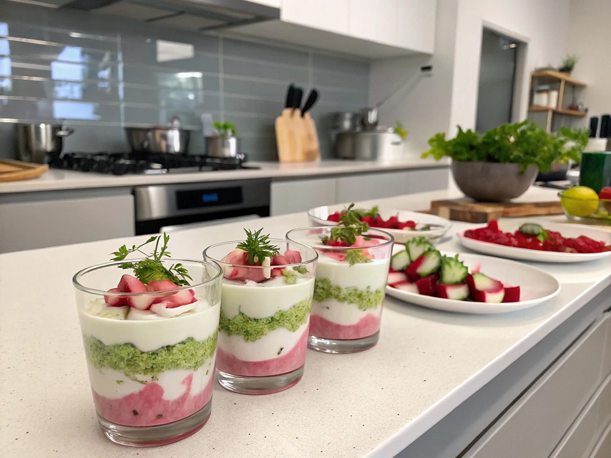 Radish and tzatziki verrine with thermomix