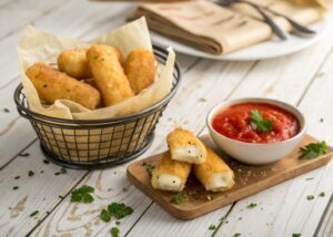 Mozzarella sticks in air frying (Airfryer)