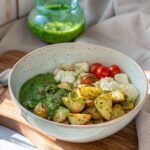 Asada with pesto and mozzarella chicken in air frying