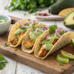 Crispy chicken tacos in green avocado sauce with air fryer - Airfryer