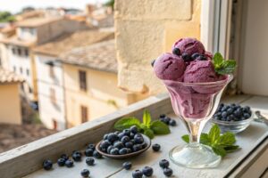 Homemade blueberry ice cream with Thermomix