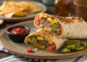Hamburger wraps with cheese in air frying