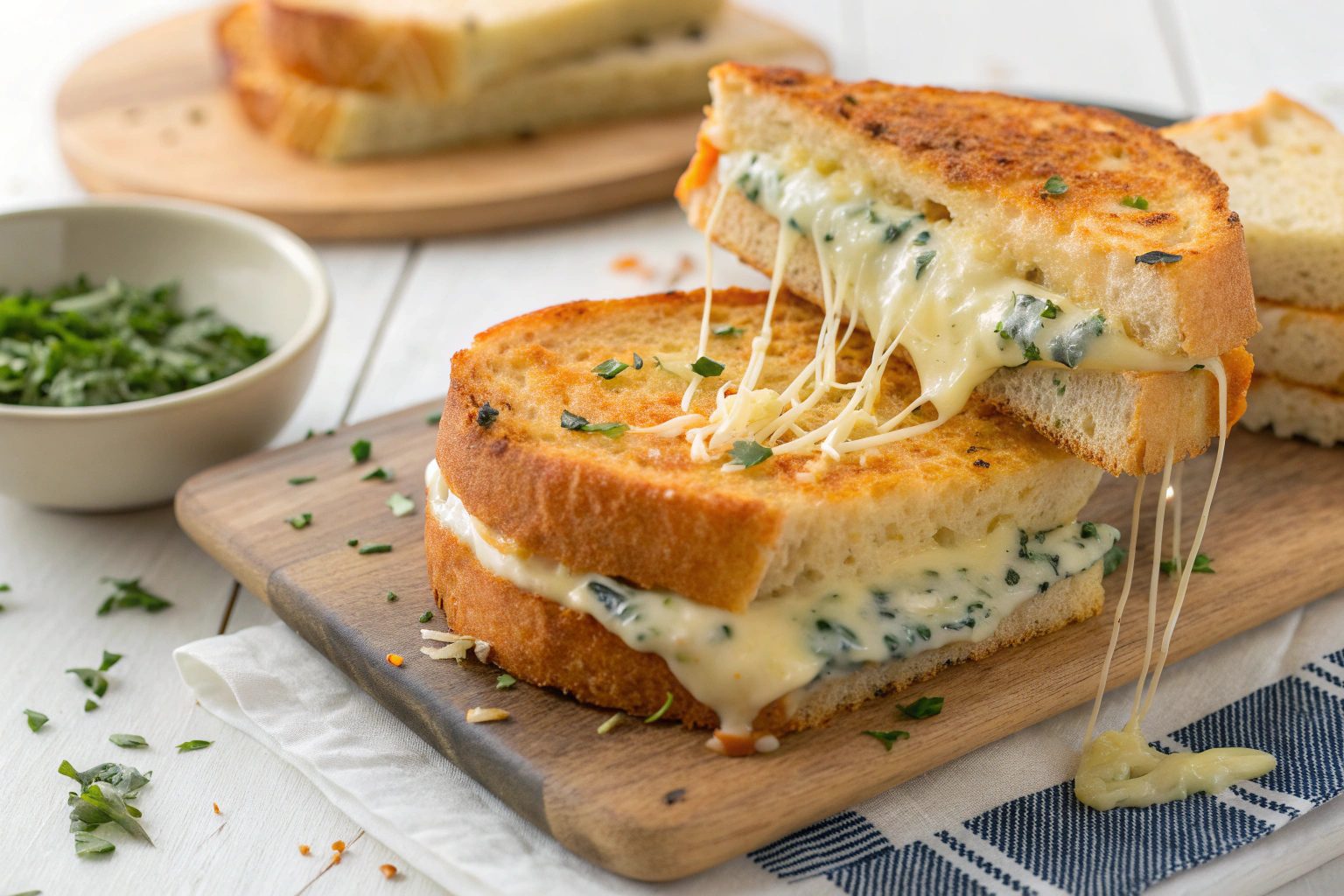 Four cheese sandwich in garlic bread with air fryer - Airfryer