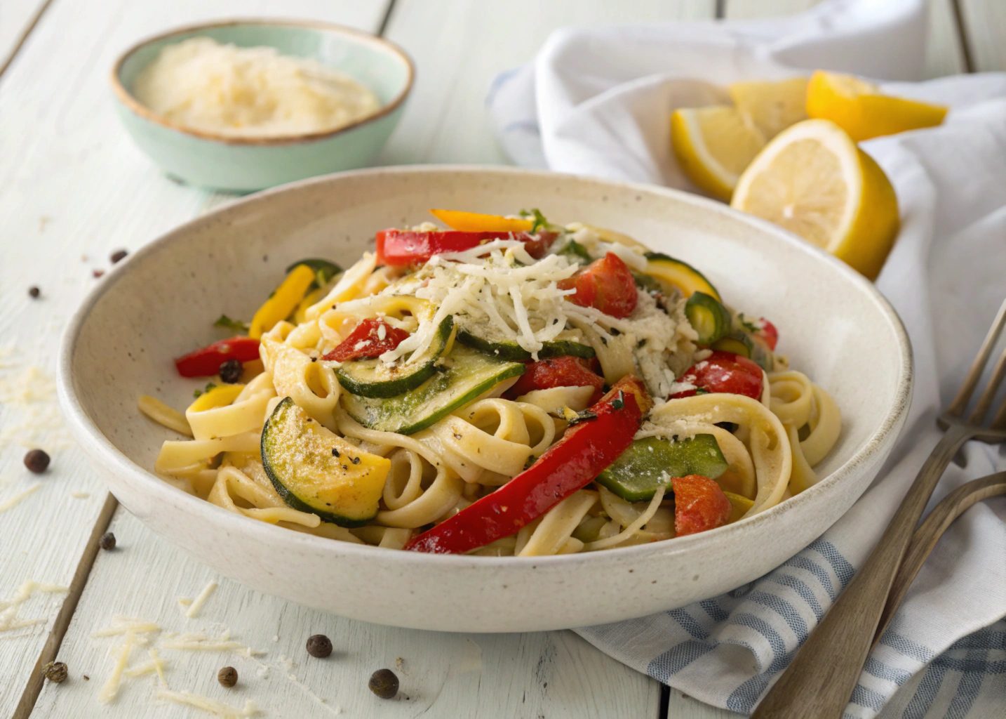 Taglialle with roasted vegetables in air frying - Air Fryer