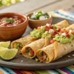 Mexican Chicken Flautas with Guacamole in Air Fryer