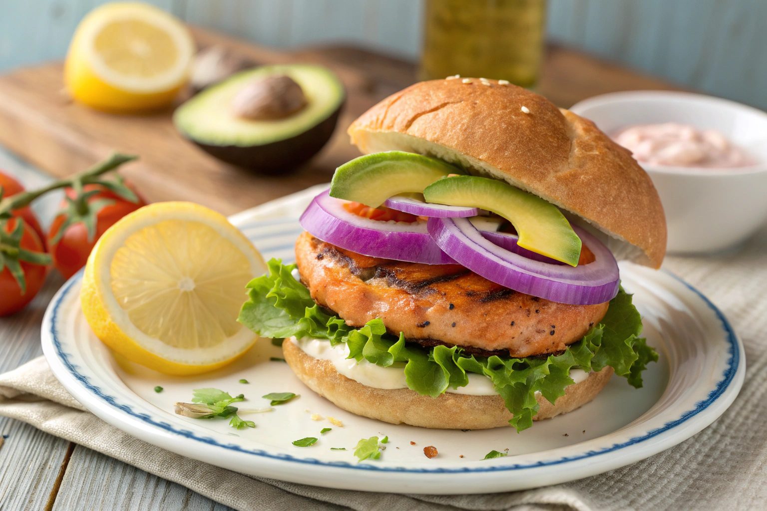 Healthy Air Fryer Salmon Burger