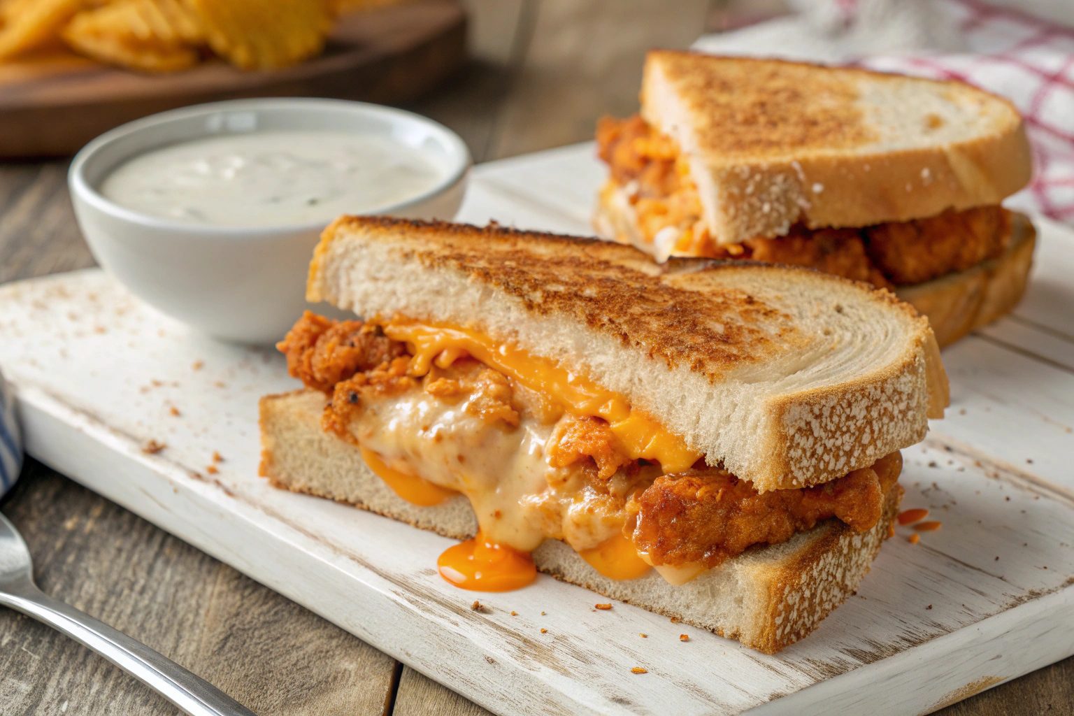 Buffalo Chicken Sandwich with Crispy Cheese in Air Fryer