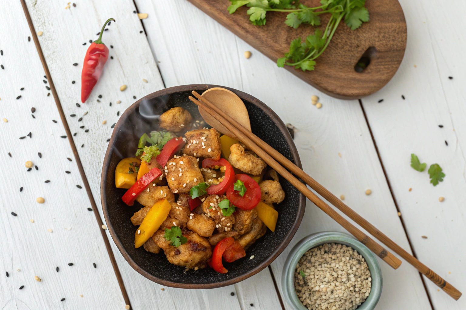 Air Fryer Chicken and Mushroom Stir-Fry