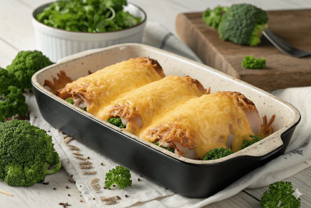 Ham, cheese and broccoli rolls in air frying