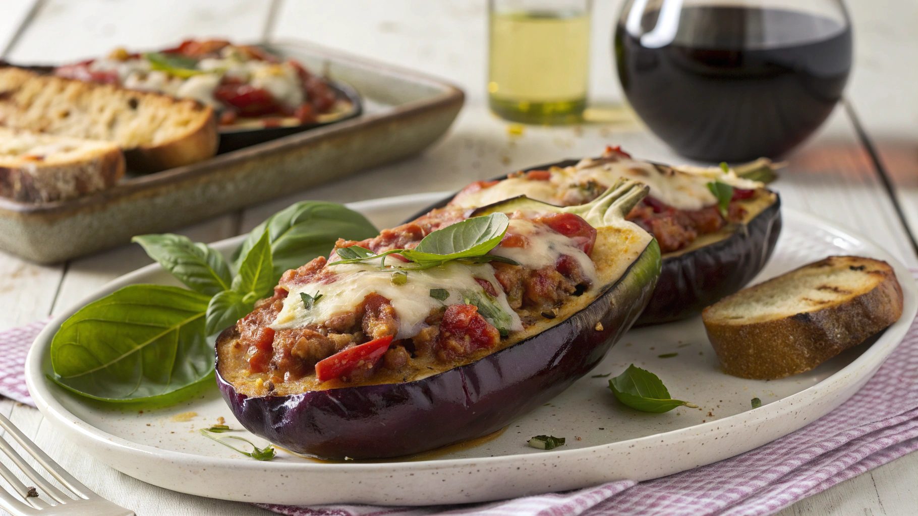 Aubergines Stuffed with Meat with Air Fryer