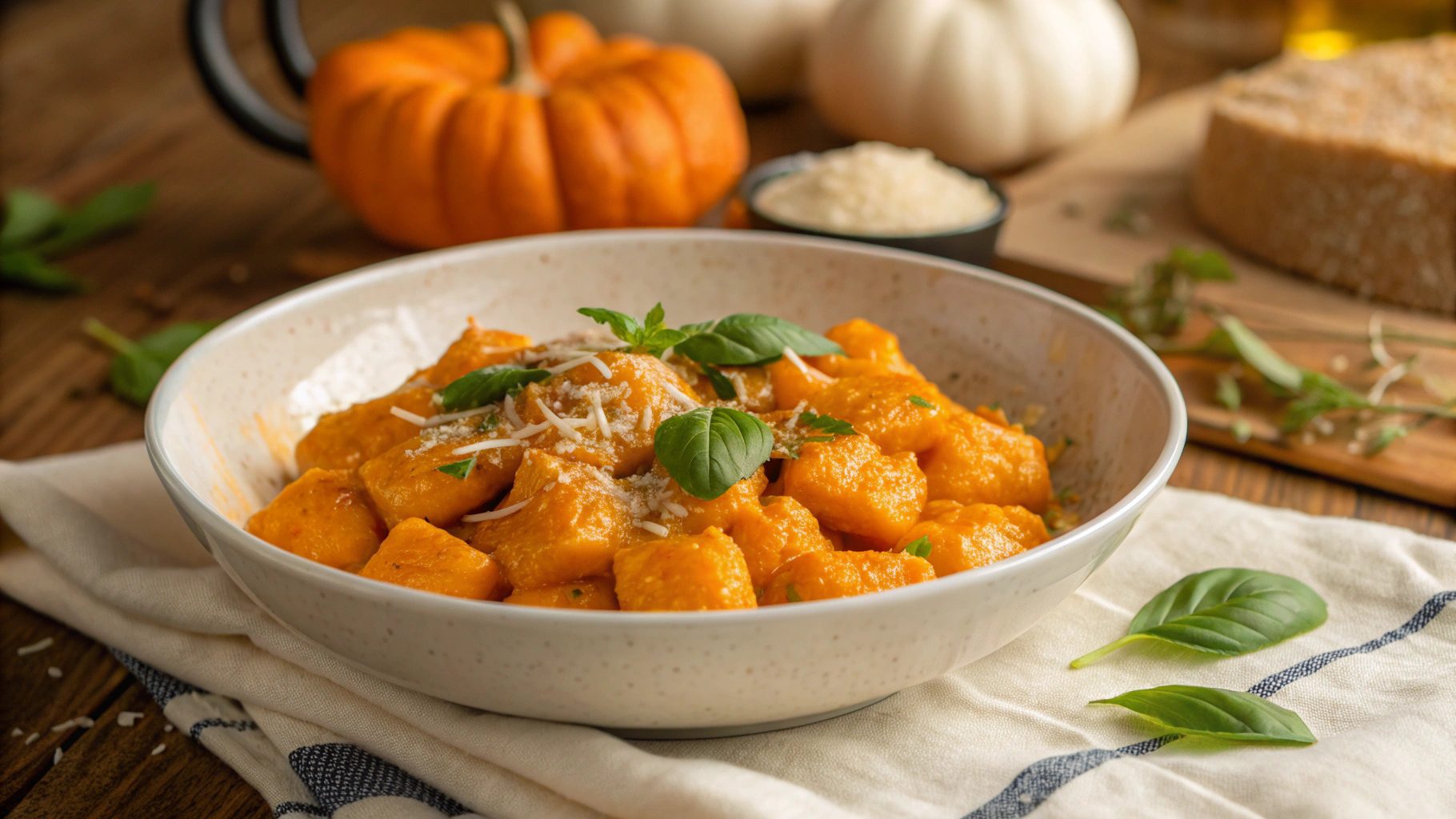 Gnocchi with pumpkin cream in Airfryer