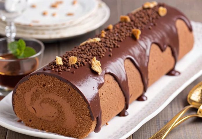 Chocolate Mousse Log with a touch of Baileys in Thermomix