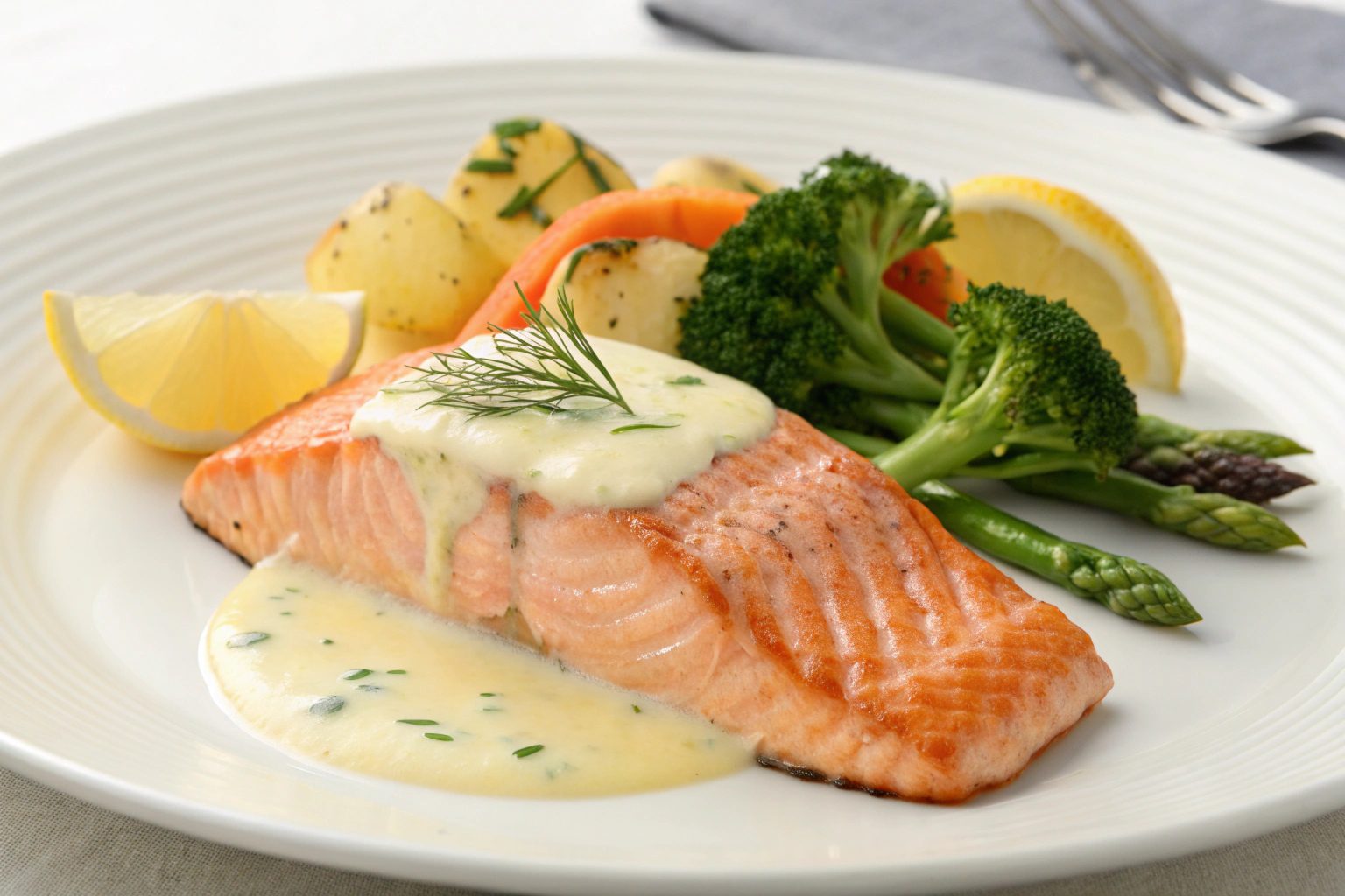 Steamed salmon with lemon sauce with Thermomix