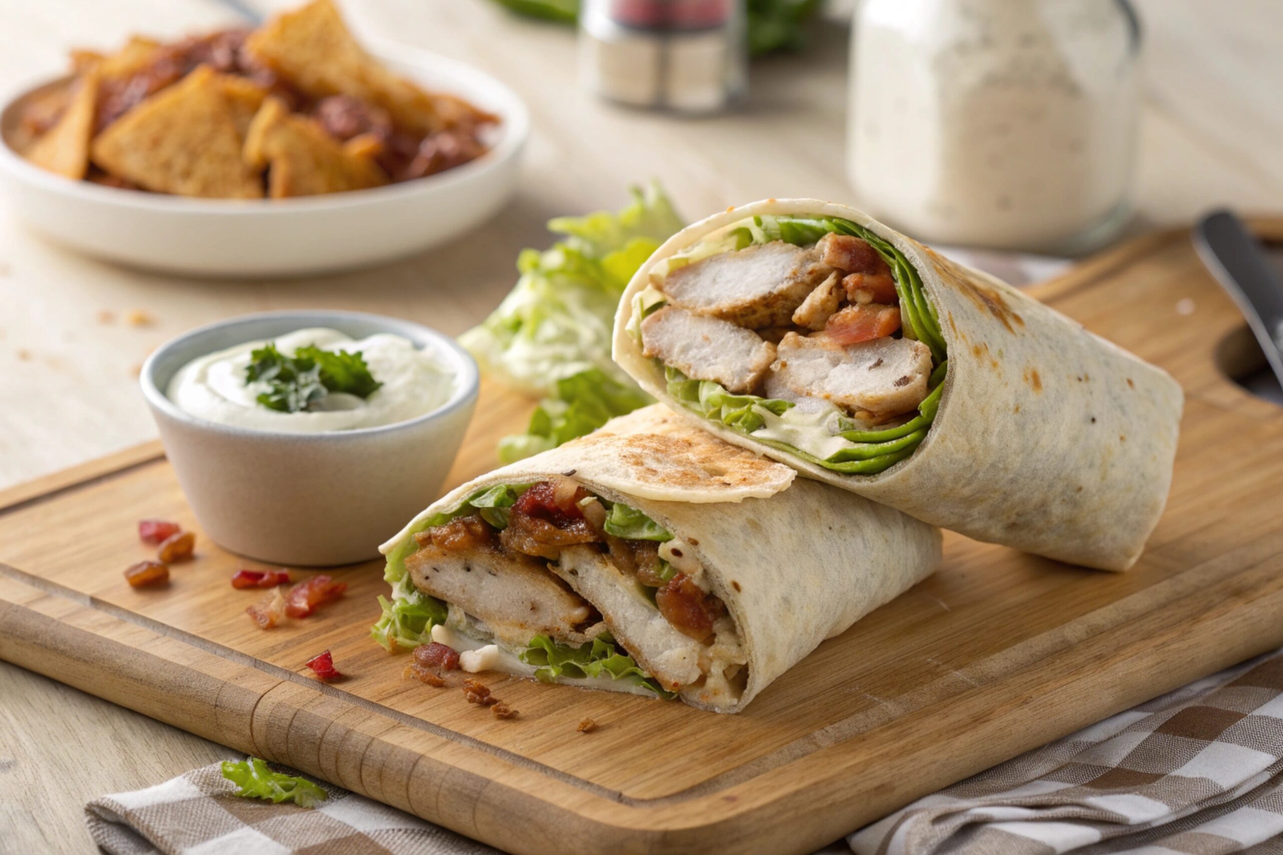 Air Fryer Chicken, Bacon and Caesar Wrap