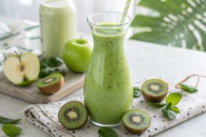 Spinach, apple and kiwi green smoothie with Thermomix