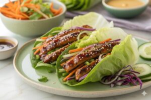 Lettuce wraps with teriyaki chicken in Thermomix