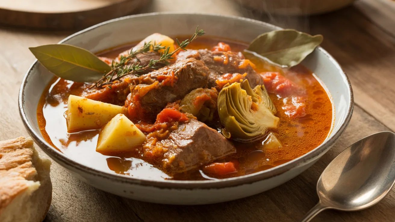 Potato, artichoke and lamb stew with Thermomix