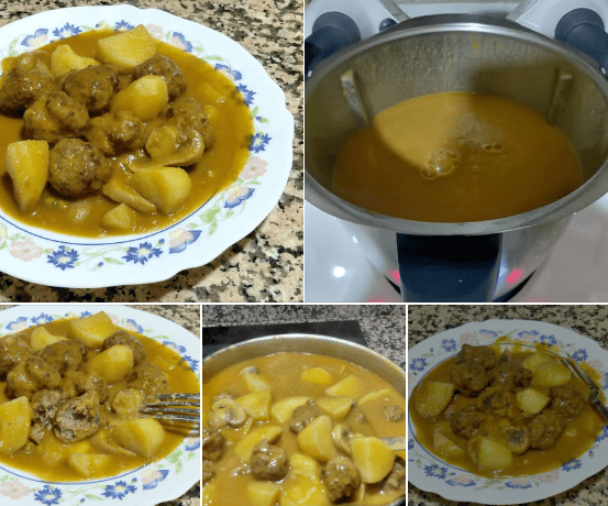 Beer meatballs with garnish with Thermomix