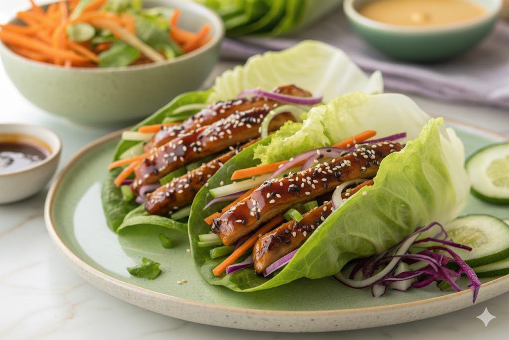 Lettuce wraps with teriyaki chicken in Thermomix