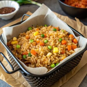 Fried Rice with Carrot and Peas in Air Fryer