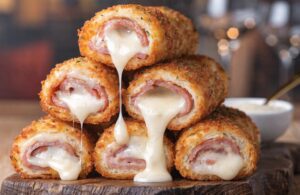 Ham and Cheese Rolls Cordon Bleu Style with Air Fryer