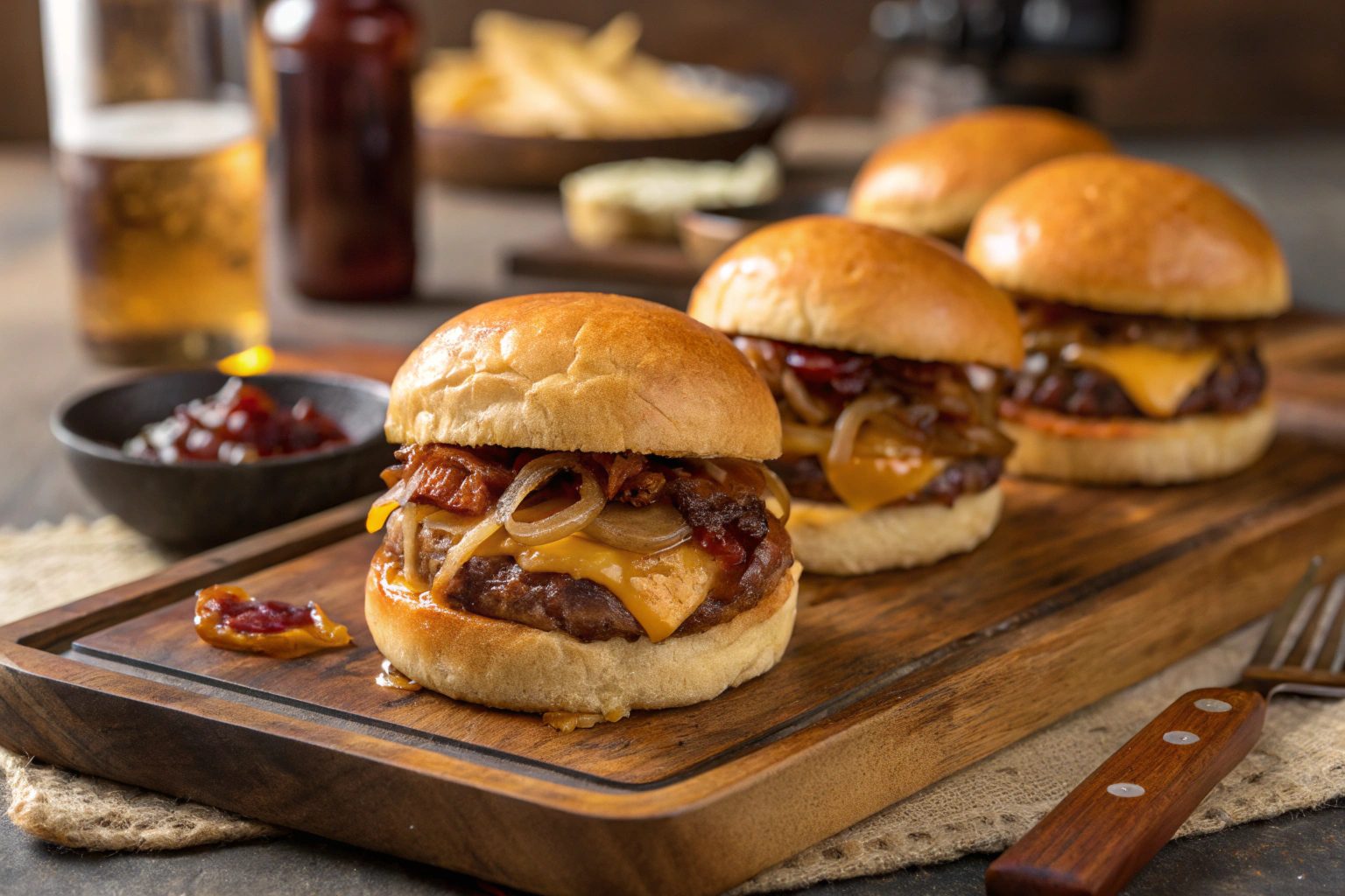BBQ Sliders with Caramelized Onion in Air Fryer