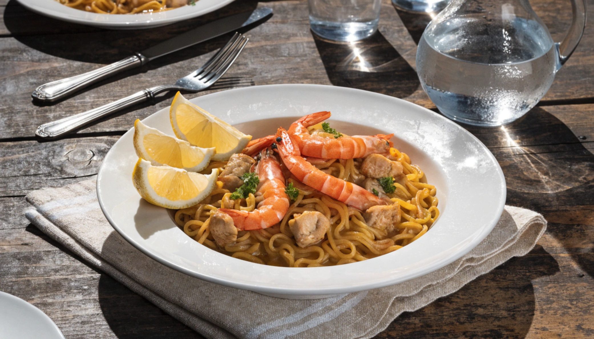 Chicken and prawn fideuá in Thermomix