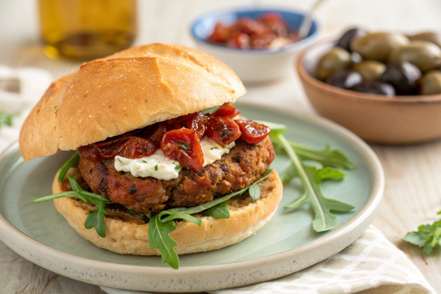 Mediterranean Burger in Air Fryer