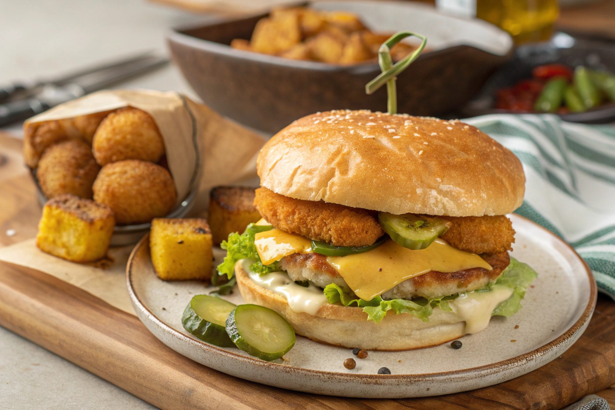 Air Fryer Crispy Fish Finger Burger