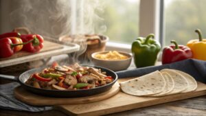 Chicken, bacon and mushroom fajitas in Thermomix