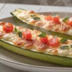 Zucchini stuffed with tomato and mozzarella in Airfryer